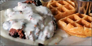 Chicken Fried Steak with Waffles at Florence's