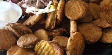 Deep Fried Pickle Slices at HoBo's BBQ