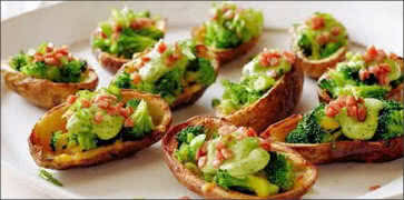 Broccoli and Cheddar Stuffed Potato Skins at Cheese Factory