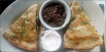 Quesadilla Appetizer with Sour Cream and Salsa Dip